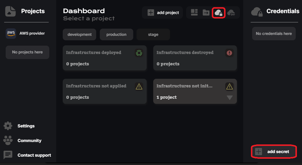 CloudStudio add keys 1