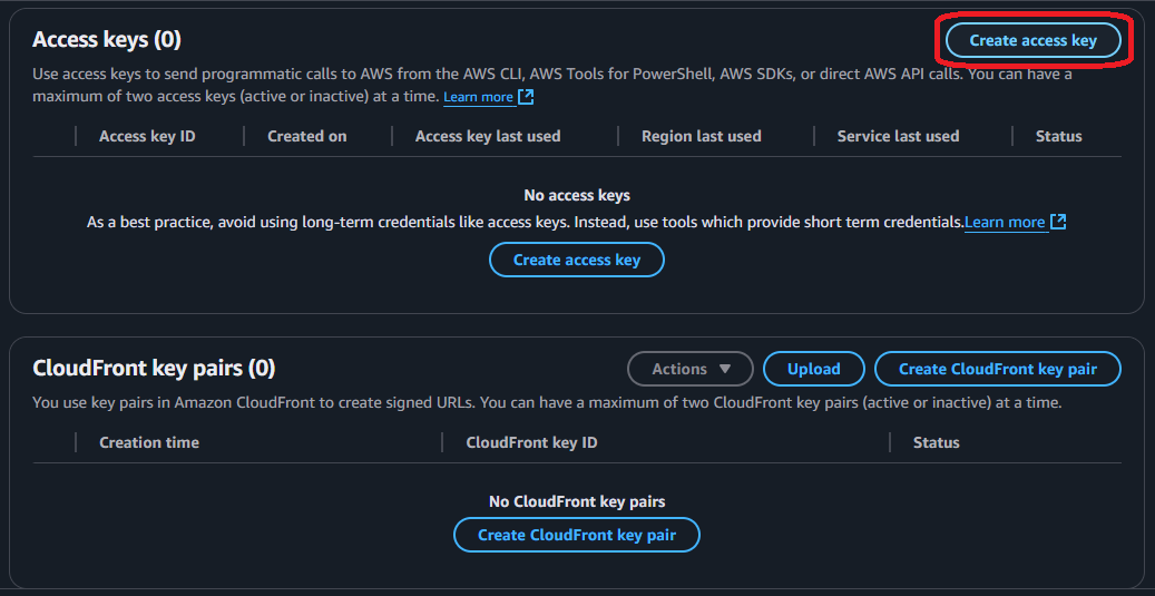 AWS IAM Dashboard create