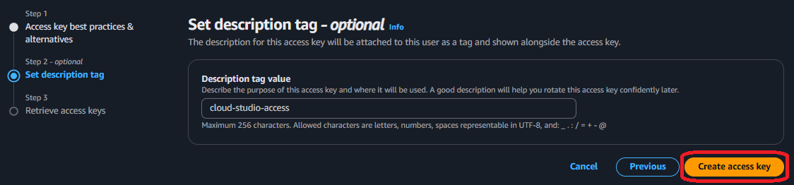 AWS IAM Dashboard key detail