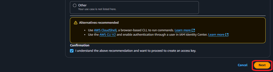 AWS IAM Dashboard create key 2