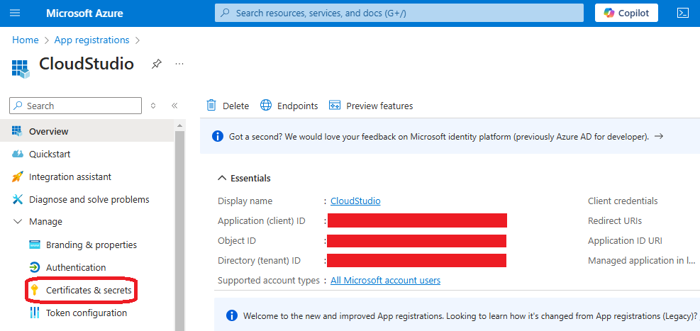 Azure app secrets
