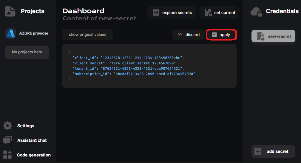 CloudStudio add keys 2
