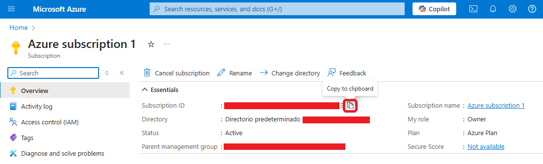 Azure copy subscription