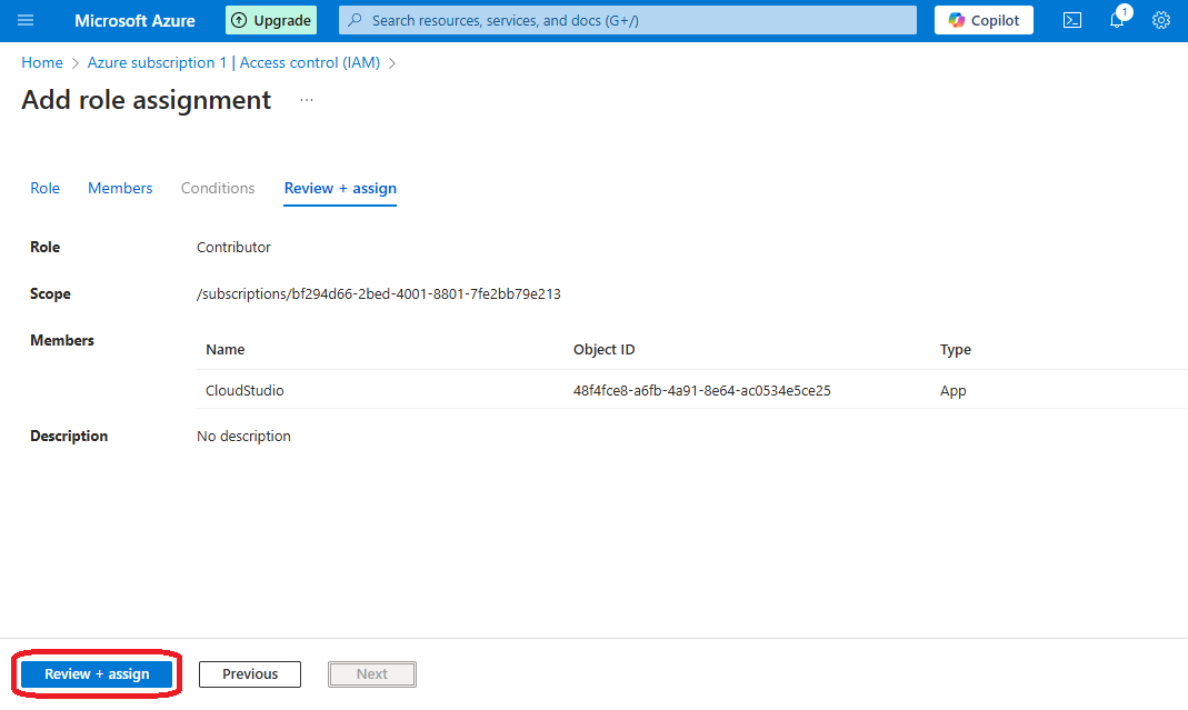 Azure subscription add role 5