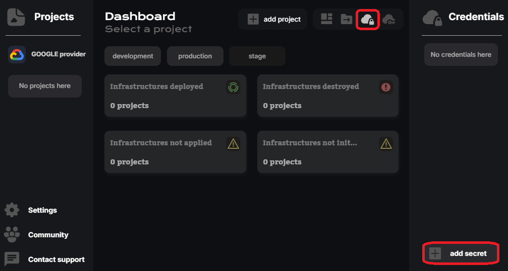 CloudStudio add keys 1