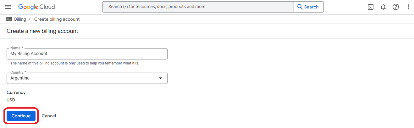 GCP New billing account name