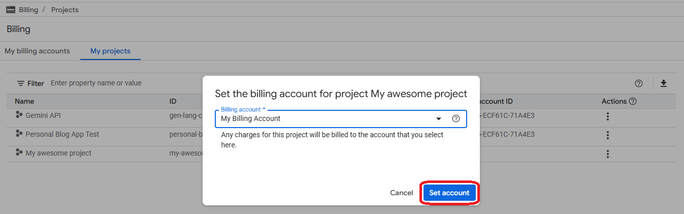 GCP Project attached to new account