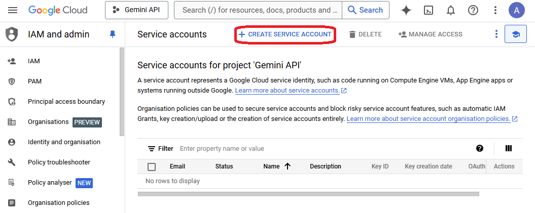 GCP Service accounts
