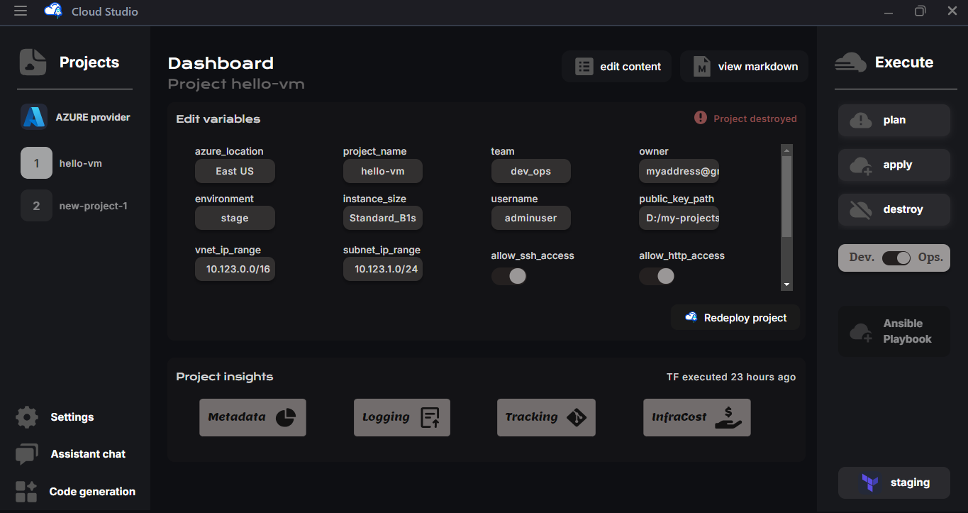 Initial Dashboard